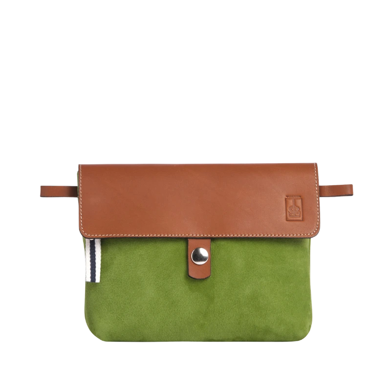 Pochette Compagnon Cuir Nubuck Veau Vert Prairie