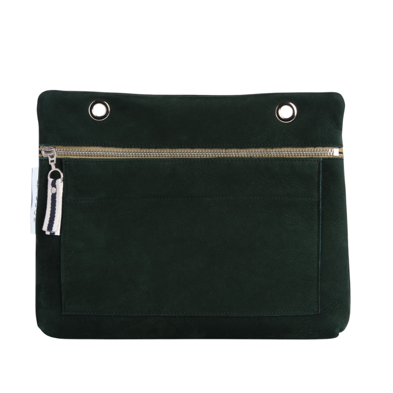 Pochette Équipier Cuir Nubuck Veau Vert Forêt