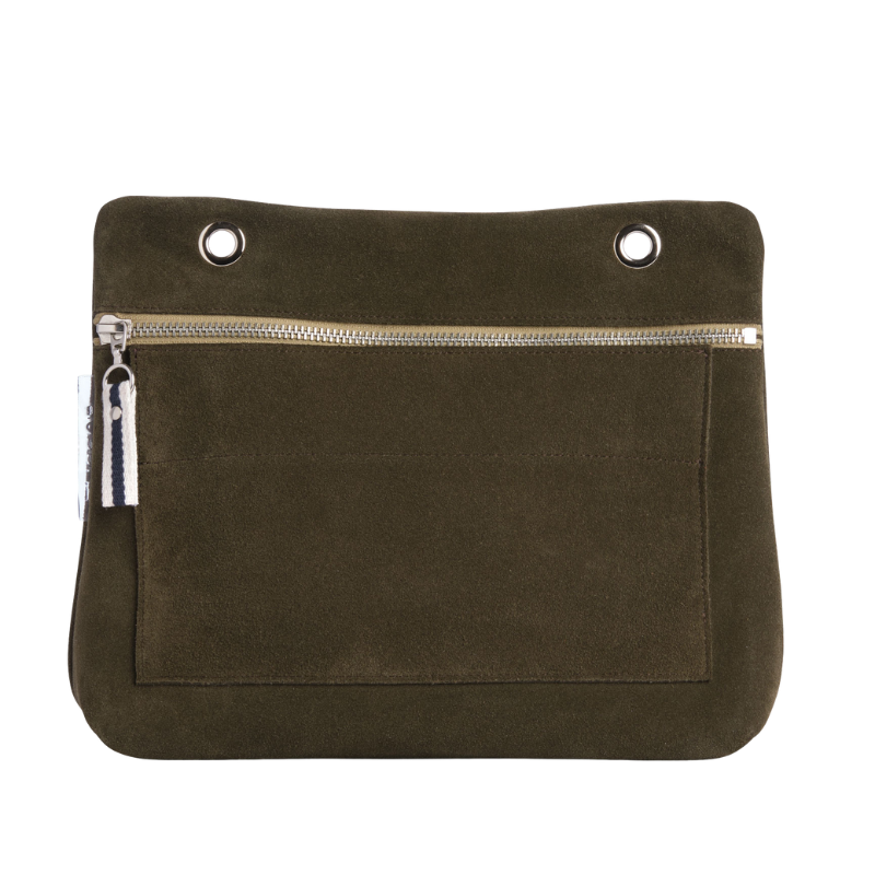 Pochette Équipier Cuir Velours Kaki