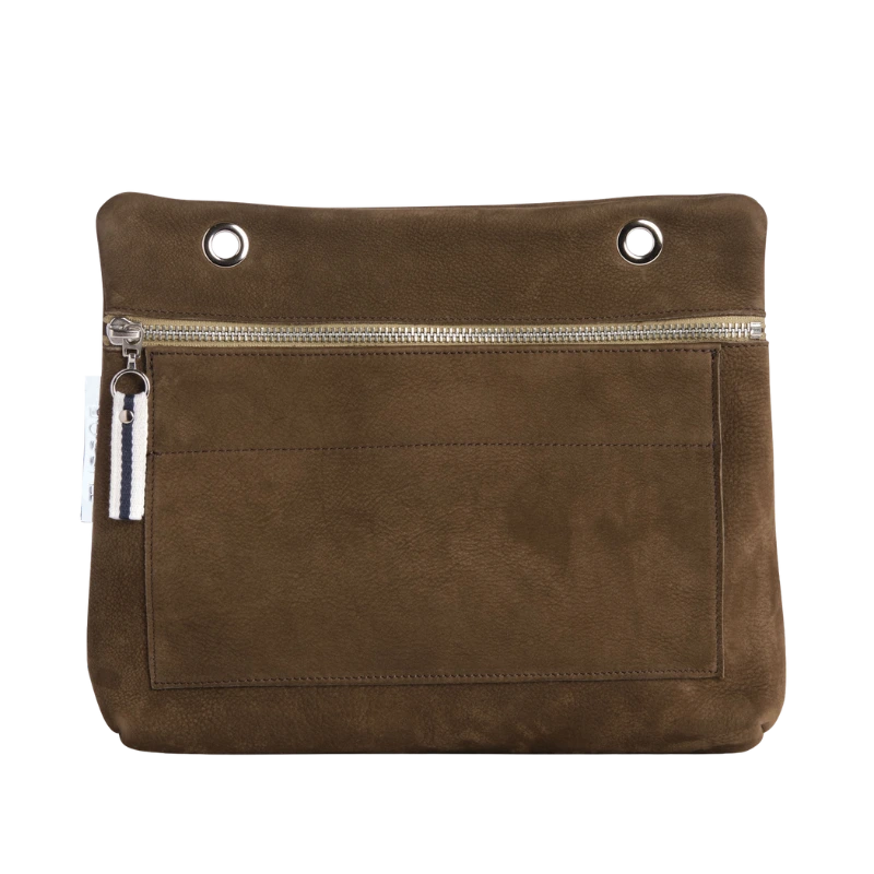 Pochette Équipier Cuir Nubuck Veau Taupe