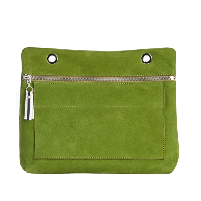 Pochette Équipier Cuir Nubuck Veau Vert Prairie