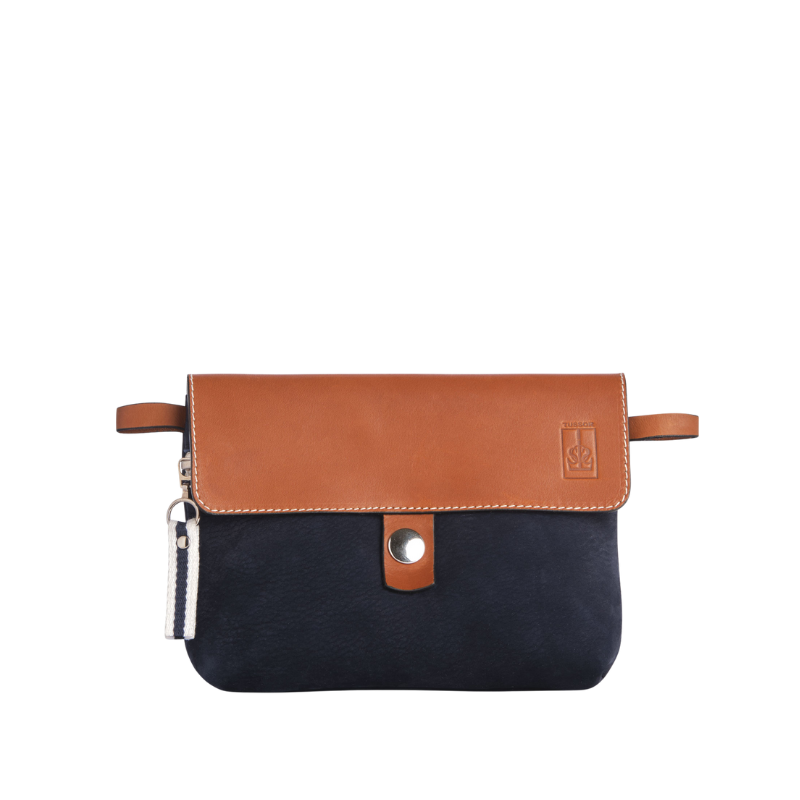 Pochette Mobile Cuir Nubuck Veau Bleu Marine