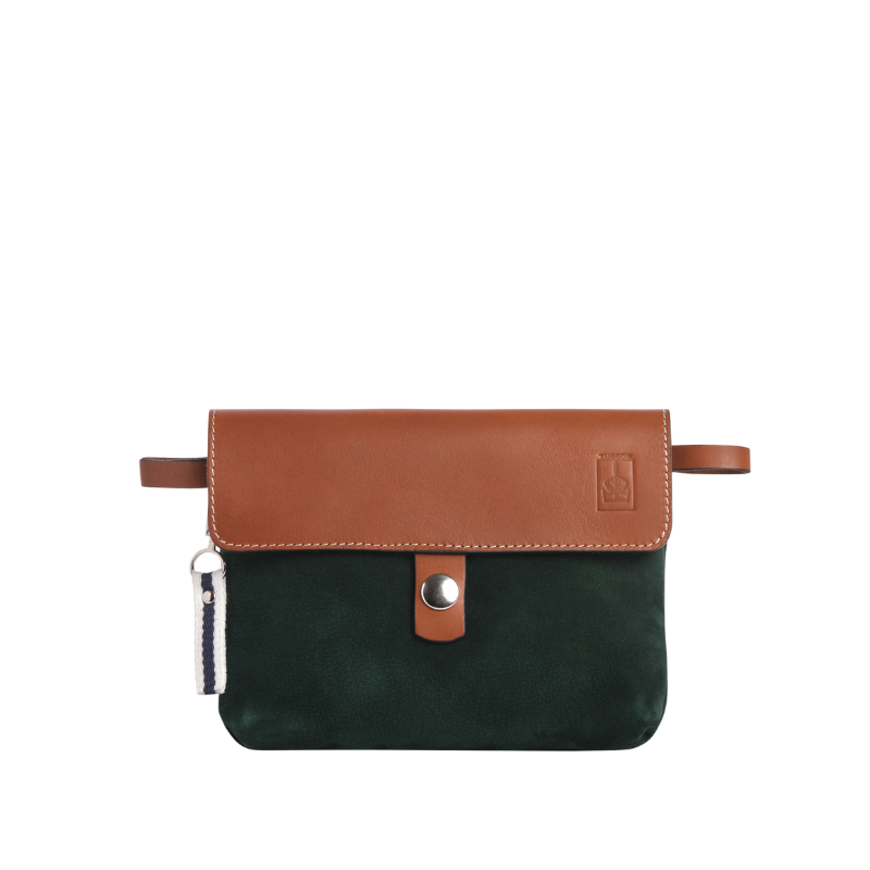 Pochette Mobile Cuir Nubuck Veau Vert Forêt