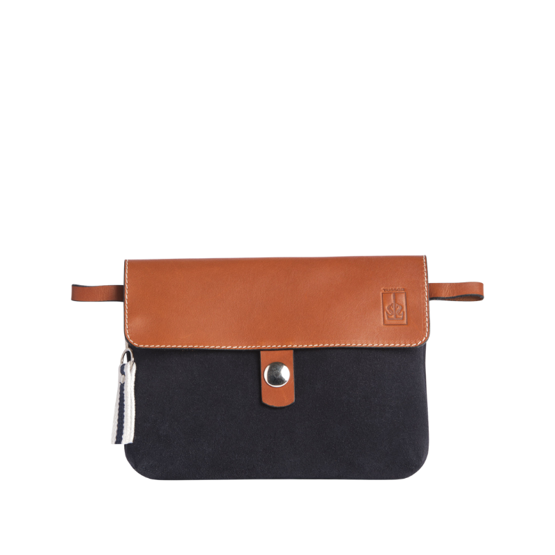 Pochette Mobile Cuir Velours Bleu Marine