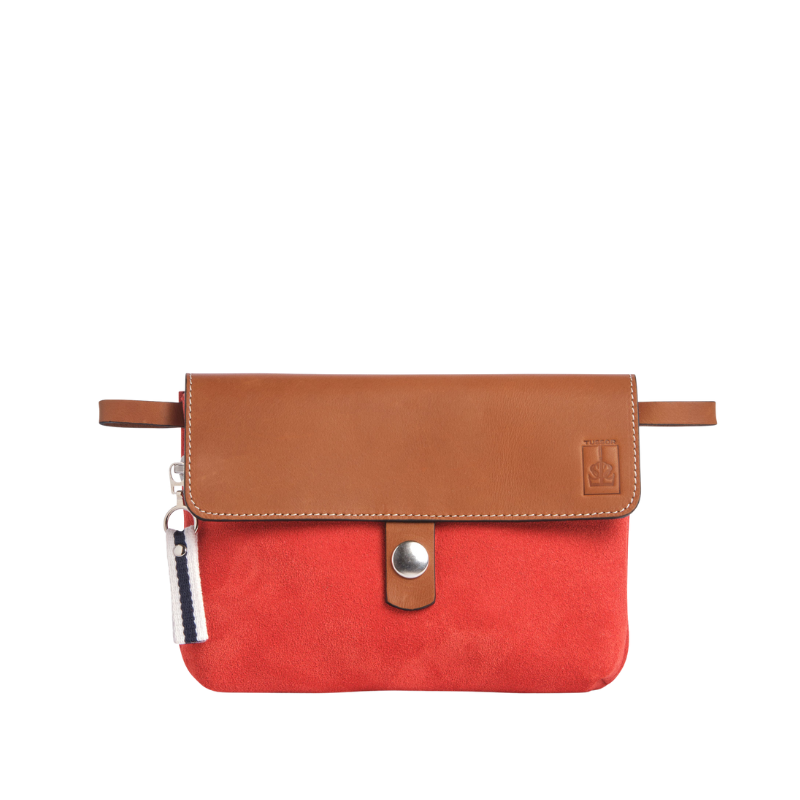 Pochette Mobile Cuir Velours Corail