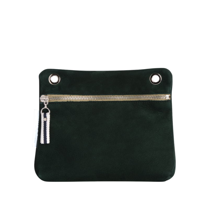 pochette yole en cuir nubuck veau bleu marine