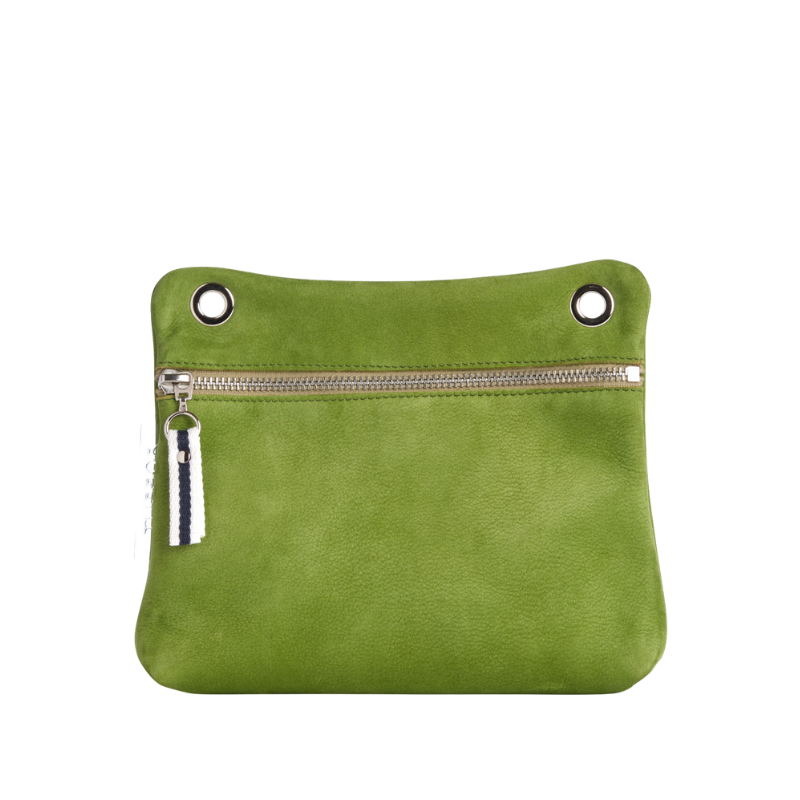Pochette Yole Cuir Nubuck Veau Vert Prairie