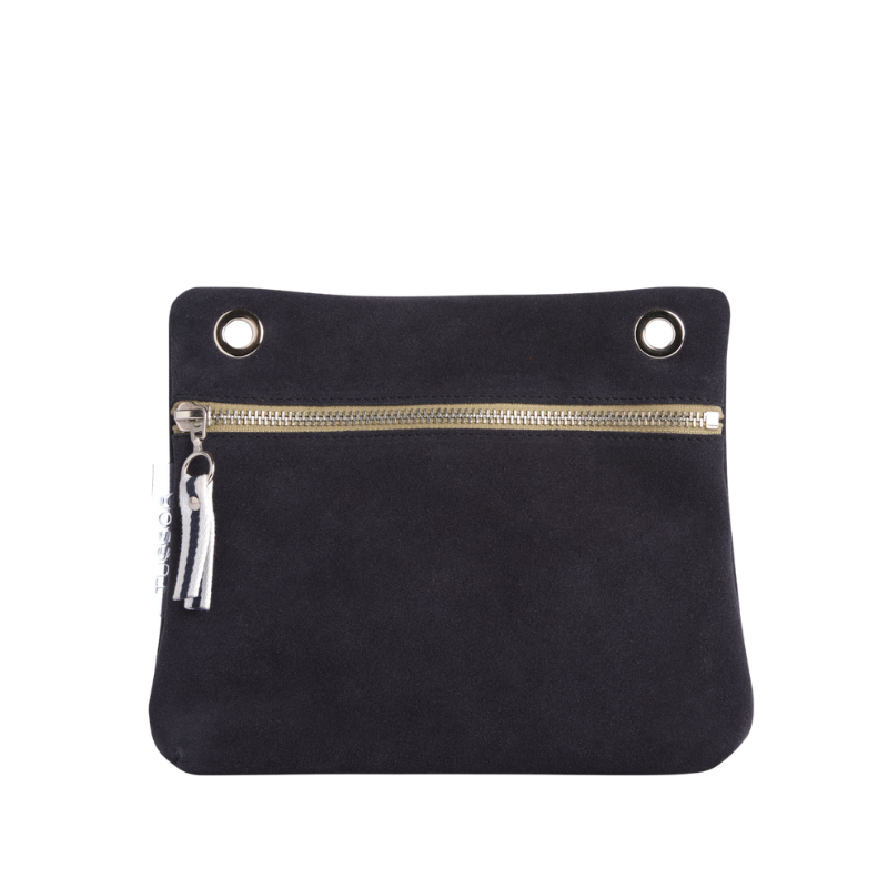 Pochette Yole Cuir Velours Bleu Marine