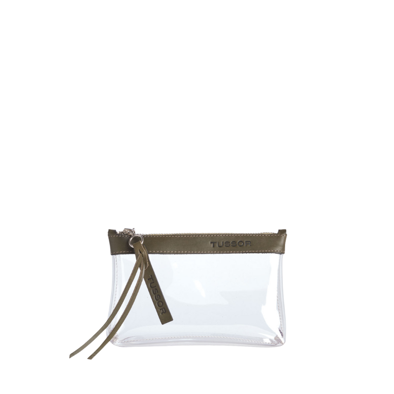 Trousse PVC et cuir Kaki Small