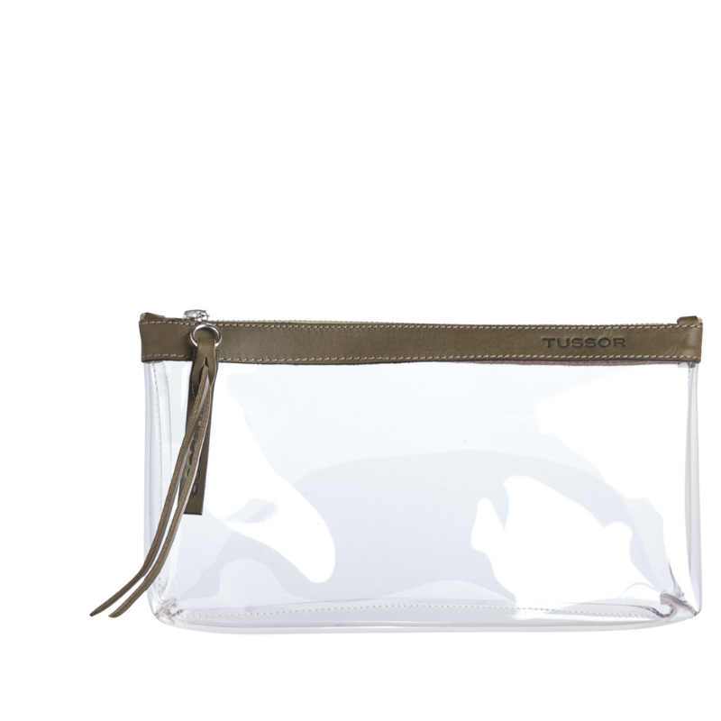 Trousse PVC et cuir Kaki Large