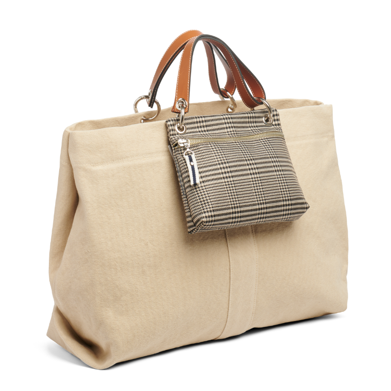 pochette yole en polyester prince de Galles accroche sur un sac canotage large grege